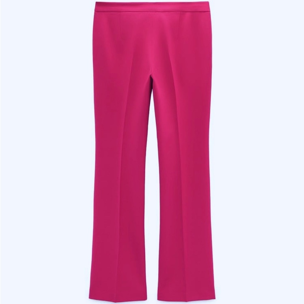Zara Set - Fuchsia Straight Cut Pocket Blazer & The Low Rise Flare Pants - Picture 15 of 17
